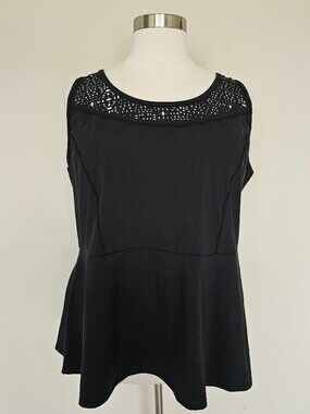 Lane Bryant Livi Active Plus Size 26/28 Black Peplum Tank Top Shirt Workout Wear
